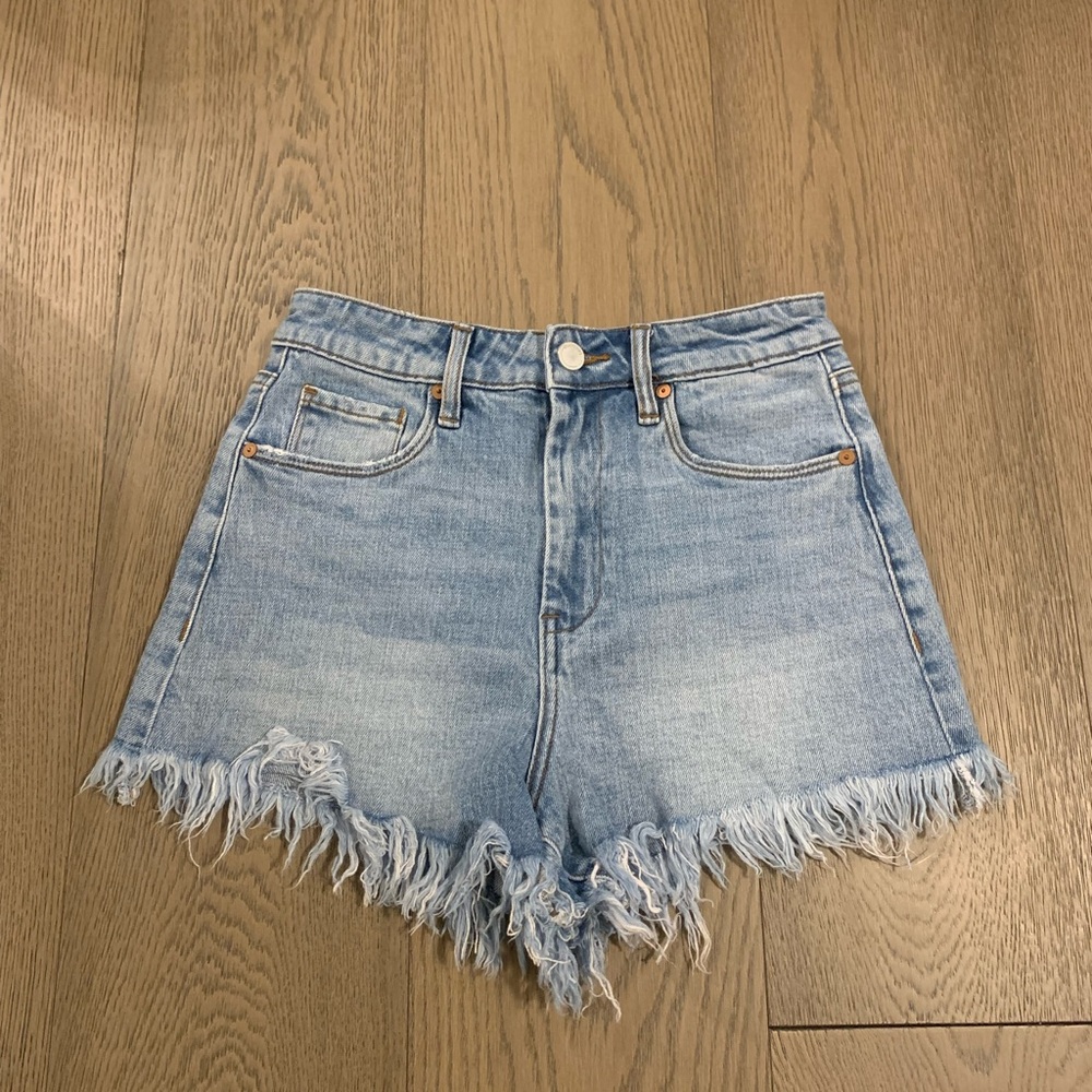 Denim Frayed Hem Women's Shorts, BlankNYC Reeve Short